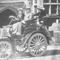 Victoria Woodhull driving the first female-owned car in England in 1910.