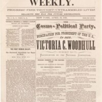 Woodhull &amp; Claflin’s Weekly, April 22, 1871.